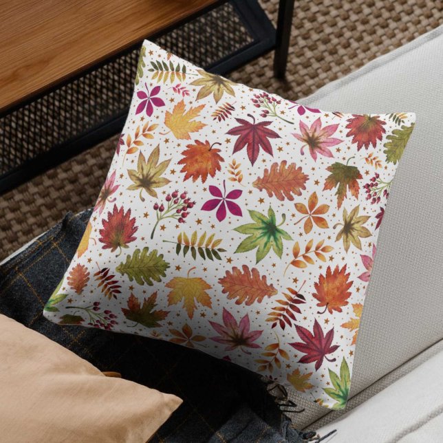 Fall Autumn Leaves Pattern Throw Pillow (Fall Autumn Leaves Thanksgiving Harvest Pattern Throw Pillow)