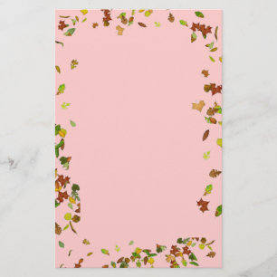 FALL / AUTUMN LEAVES ,Pink Stationery