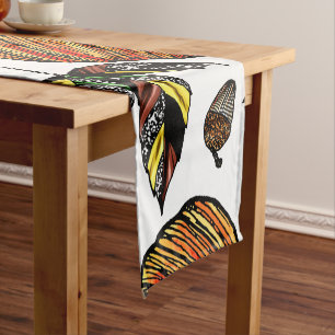 Fall Autumn Leaves Pumpkin and Acorns Illustration Short Table Runner