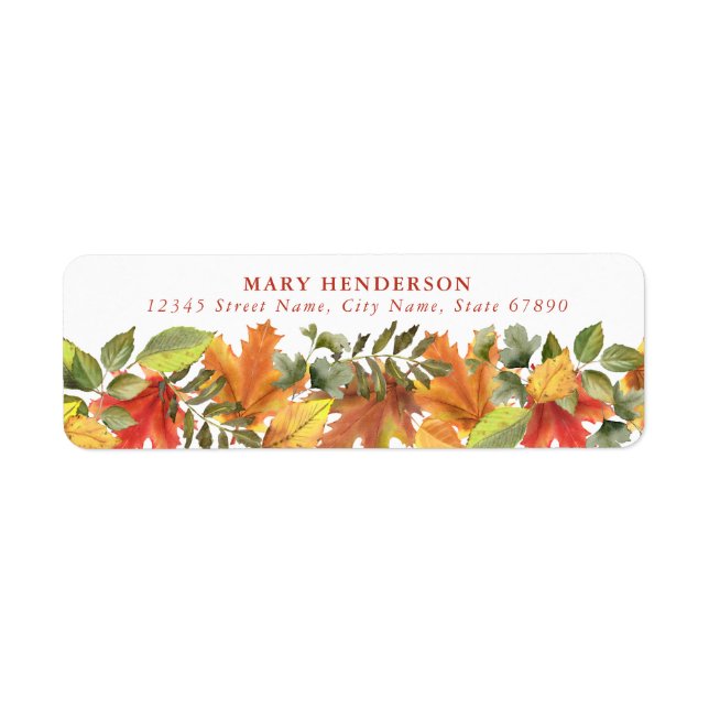 Fall Autumn Leaves Return Address Labels (Front)