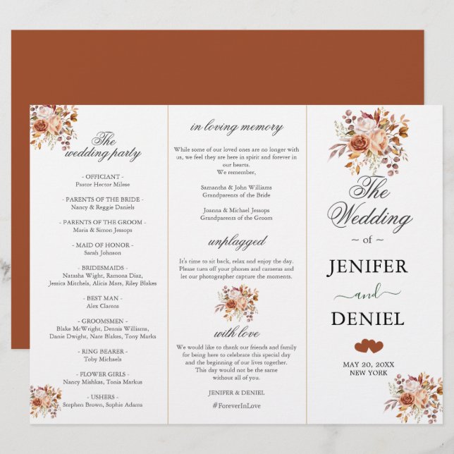 Fall Autumn Leaves Rustic Country Boho Wedding (Front/Back)
