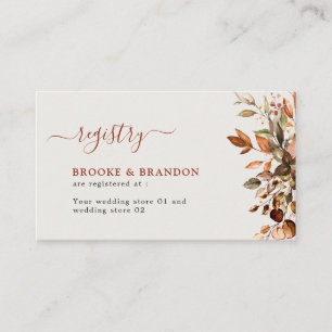 Fall Autumn Leaves Rustic Country Boho Wedding Enclosure Card