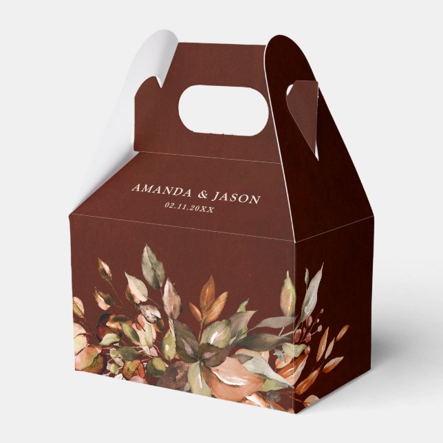 Fall Autumn Leaves Rustic Country Boho Wedding Favor Box (Front Side)