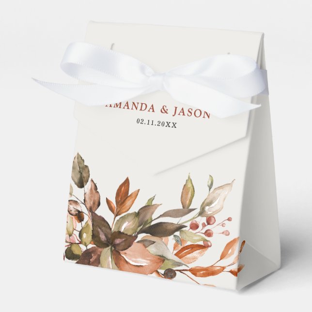 Fall Autumn Leaves Rustic Country Boho Wedding Favor Box (Front Side)