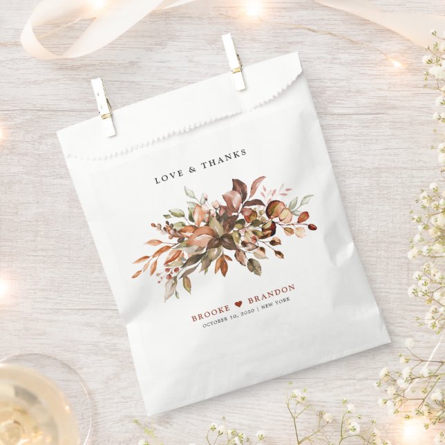 Fall Autumn Leaves Rustic Country Boho Wedding Favour Bag (Clipped)