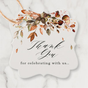 Fall Autumn Leaves Rustic Country Boho Wedding Favour Tags