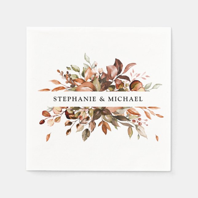 Fall Autumn Leaves Rustic Country Boho Wedding Napkin (Front)