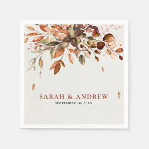 Fall Autumn Leaves Rustic Country Boho Wedding Napkin