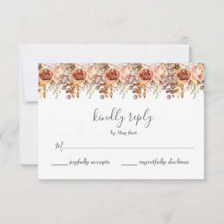 Fall Autumn Leaves Rustic Country Boho Wedding RSVP Card