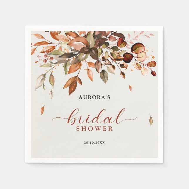 Fall Autumn Leaves Rustic Country Bridal Shower Napkin (Front)