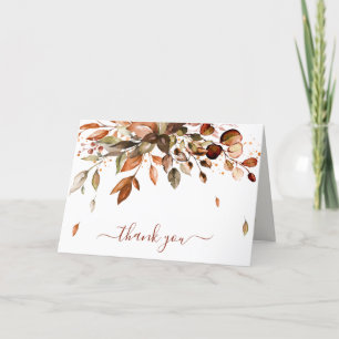 Fall Autumn Leaves Rustic Country Bridal Shower Th Thank You Card