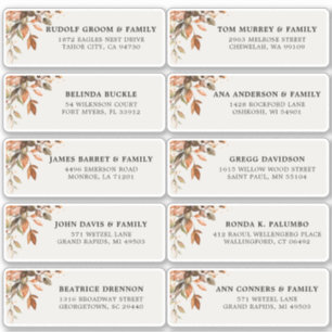 Fall Autumn Leaves Rustic Country Guest Address