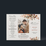 Fall Autumn Leaves Rustic Country Wedding Program<br><div class="desc">Elegant rustic country fall wedding program featuring brown,  red,  orange,  green eucalyptus leaves. Please contact me for any help in customization or if you need any other product with this design.</div>