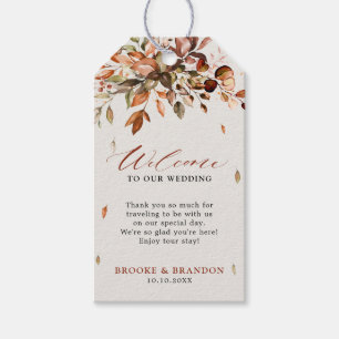 Fall Autumn Leaves Rustic Country  Wedding Welcome Gift Tags
