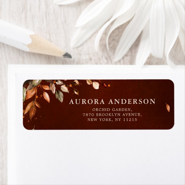 Fall Autumn Leaves Rustic  Wedding Return Address (Insitu)