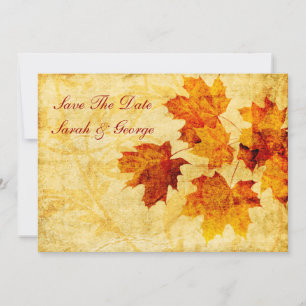 fall autumn  leaves save the date announcement