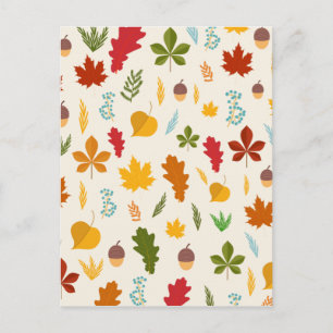 Fall Autumn leaves Seasonal decoritive thankgiving Postcard