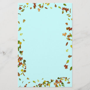 FALL / AUTUMN LEAVES,Teal Blue Stationery