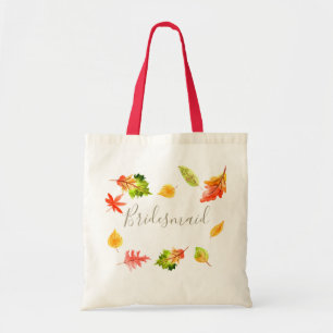 Fall autumn leaves wedding bridesmaid tote bag
