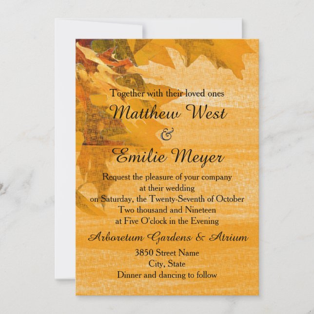 Fall Autumn Leaves Wedding Invitation (Front)