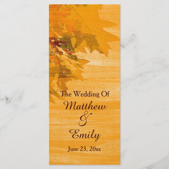 Fall Autumn Leaves Wedding Program (Front)