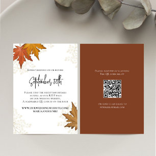 Fall Autumn Leaves Wedding QR Code RSVP