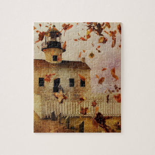 Fall Autumn leaves Western Country Church Chapel Jigsaw Puzzle
