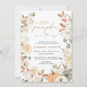 Fall Autumn Little Pumpkin Baby Shower Invitation