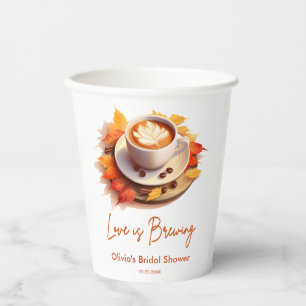 Fall Autumn Love is Brewing Coffee Bridal Shower  Paper Cups