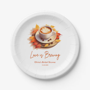 Fall Autumn Love is Brewing Coffee Bridal Shower  Paper Plate