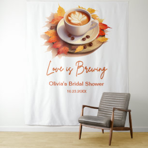 Fall Autumn Love is Brewing Coffee Bridal Shower  Tapestry