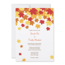 Fall Autumn Maple Leaf Wedding Invitation