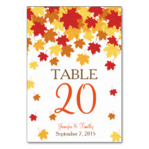 Fall Autumn Maple Leaf Wedding Table Card