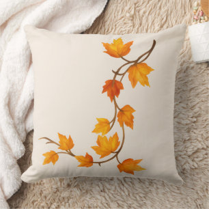 Fall Autumn Maple Leaves Branch Throw Pillow