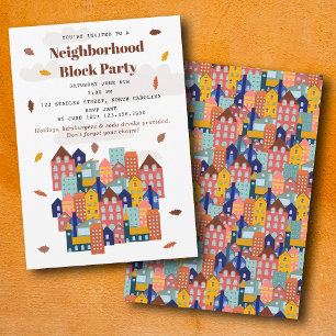 Fall Autumn Neighborhood Block Party Invitation