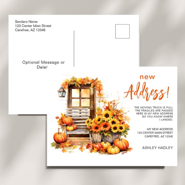 Fall Autumn New Address Moving Announcement Postcard (Creator Uploaded)