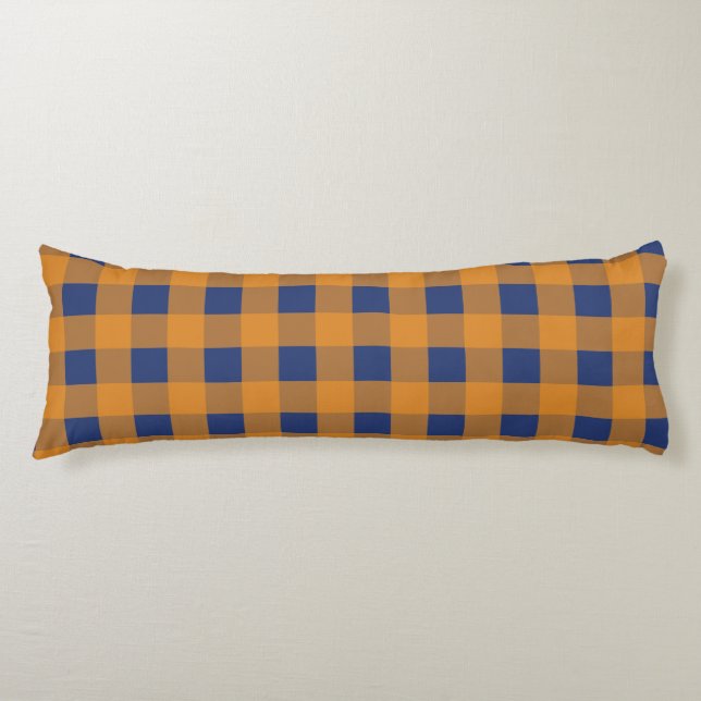 Fall Autumn Orange Blue Plaid Pattern  Body Pillow (Front)
