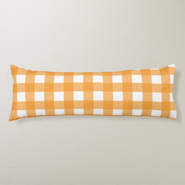 Fall Autumn Orange Plaid Pattern  Body Pillow (Front)