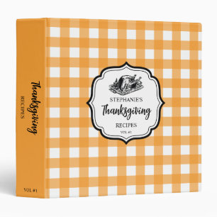 Fall Autumn Orange Plaid Thanksgiving Recipe Binder