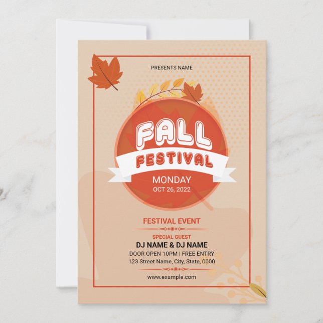 Fall / Autumn Party Flyer Template (Front)