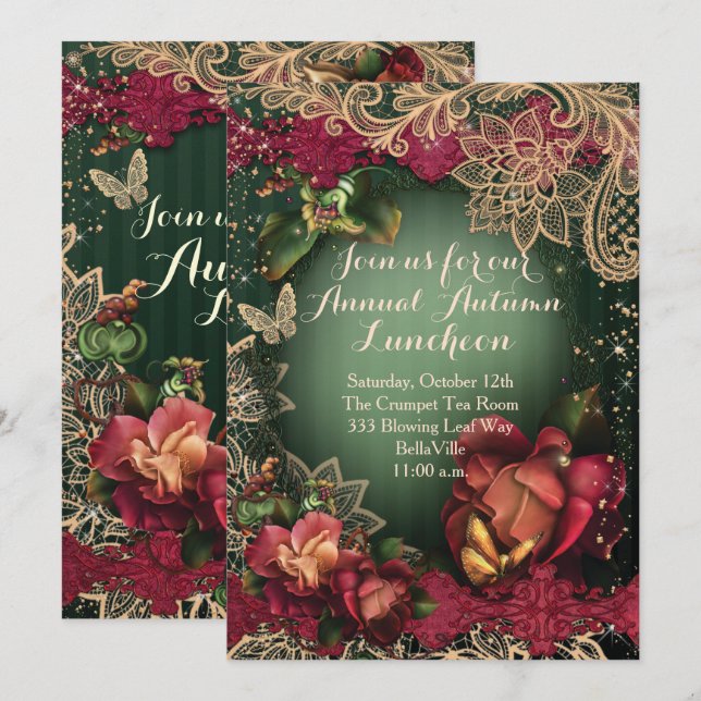 FALL AUTUMN PARTY INVITATIONS (Front/Back)