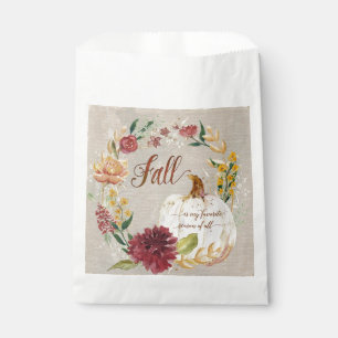 Fall Autumn Party Pumpkin Floral Watercolor Wreath Favour Bag