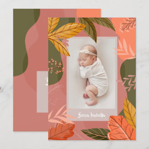 Fall Autumn Photo Birth Announcements