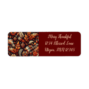 Fall Autumn Plaid Leaves Orange Black Pattern