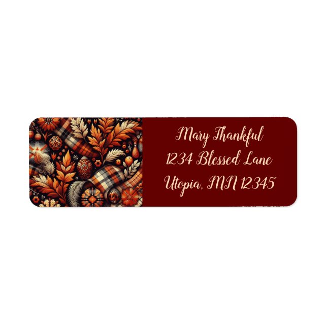 Fall Autumn Plaid Leaves Orange Black Pattern (Front)