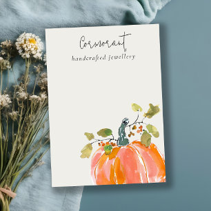 Fall Autumn Pumpkin Earring Necklace Blank Display Business Card