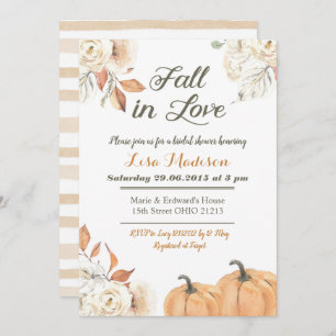 Fall Autumn Pumpkin Fall in Love Bridal Shower Invitation