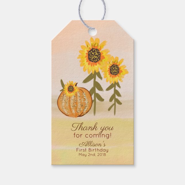 Fall Autumn Pumpkin Gift Tag Favour Tag (Front)