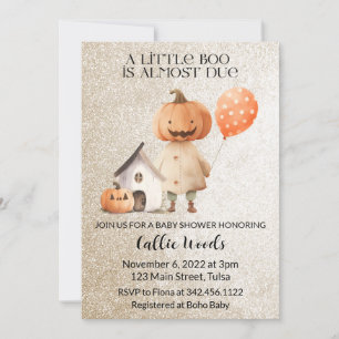 Fall Autumn Pumpkin Head Baby Shower Invitation
