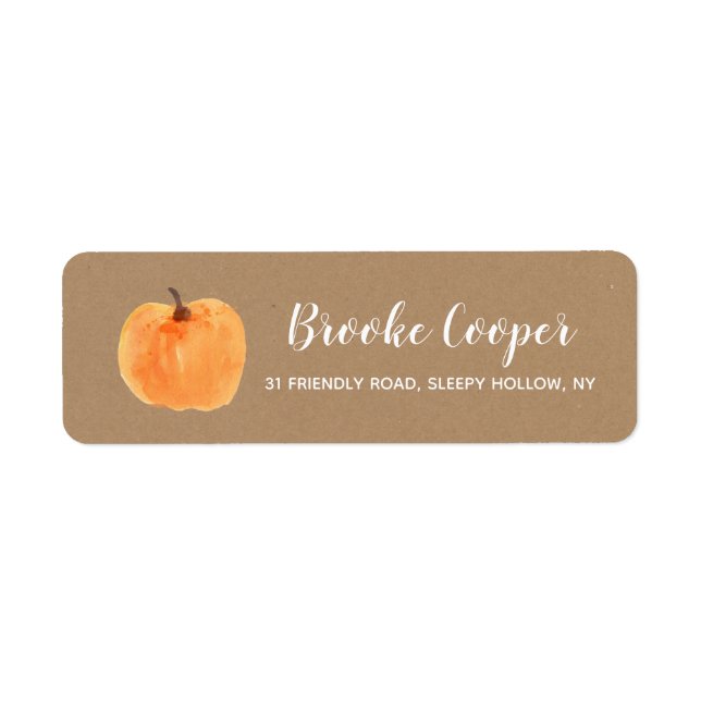 Fall Autumn Pumpkin Kraft Return Address (Front)